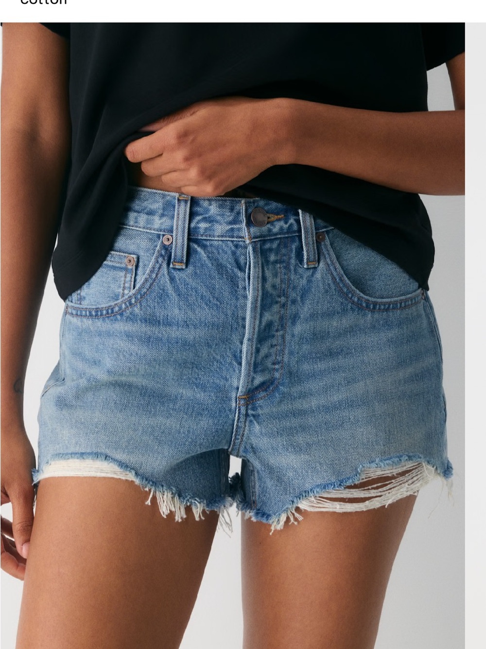 Aritzia Denim Forum Distressed High-Rise Jean Shorts - Light Blue